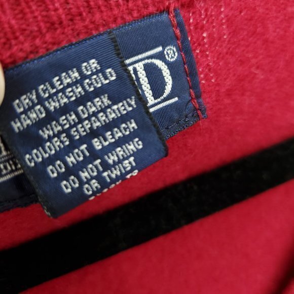 Men's 100% Lambswool Land's End V-Neck Sweater Large Tall Red Made in Scotland - Picture 14 of 14